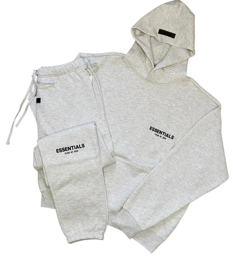 Fear of God Essential Light Heather Oatmeal Tracksuit